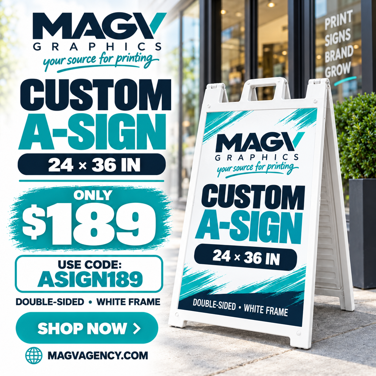 $189 Standard White A-Frame — ASIGN189