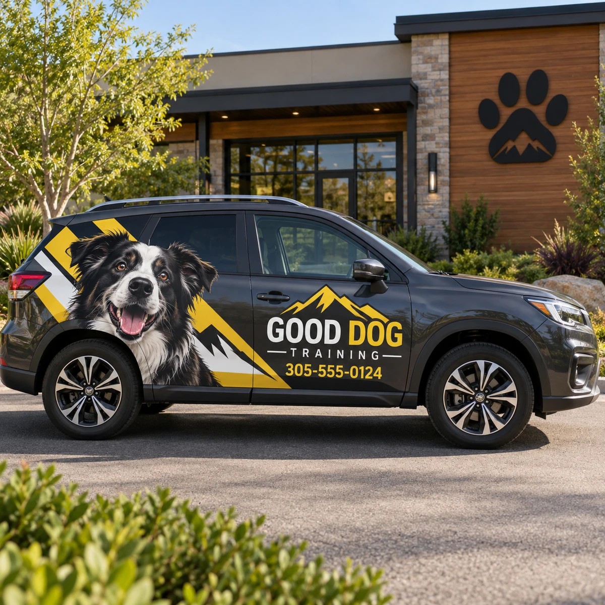 Business branding printed on vehicle graphics