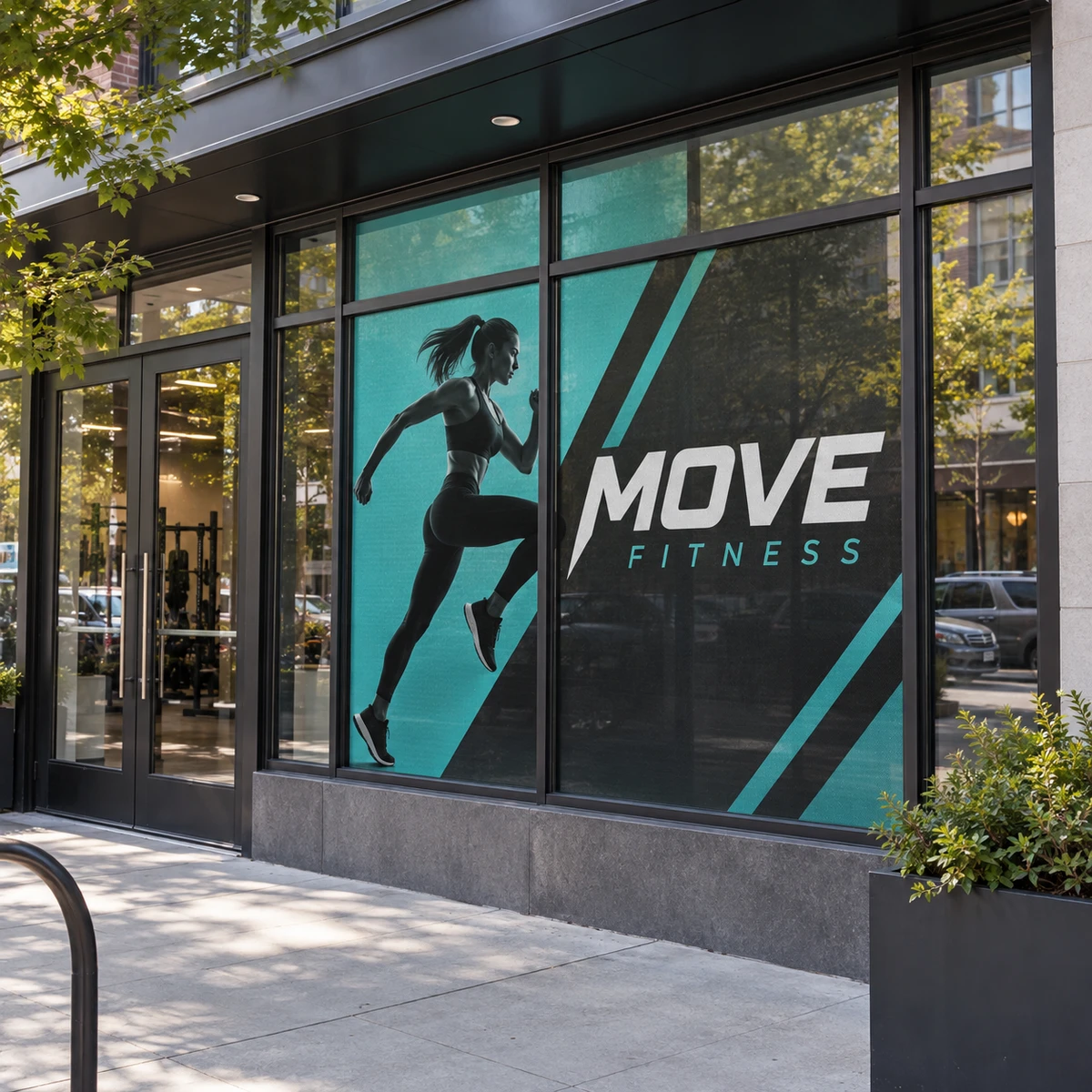 Printed window graphics used on a storefront