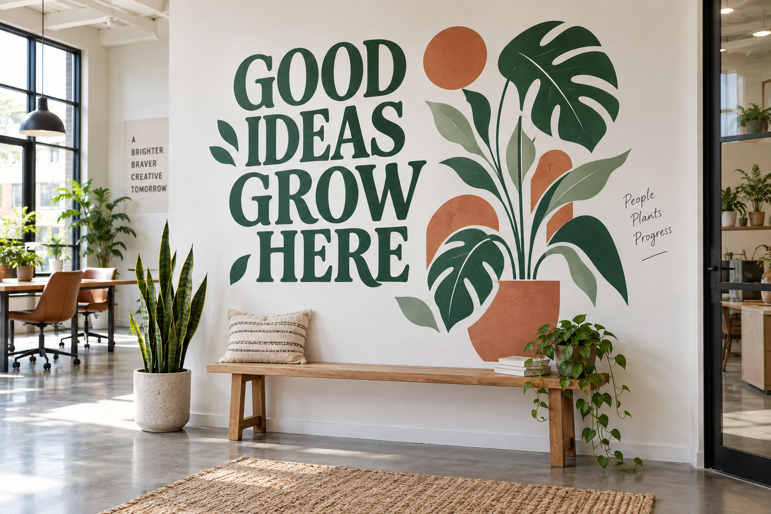 Custom wall decal graphic in an interior